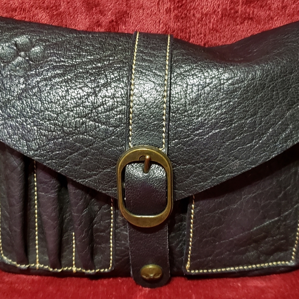 Patricia Nash Elegant Black/Navy Leather Women's Crossbody Bag